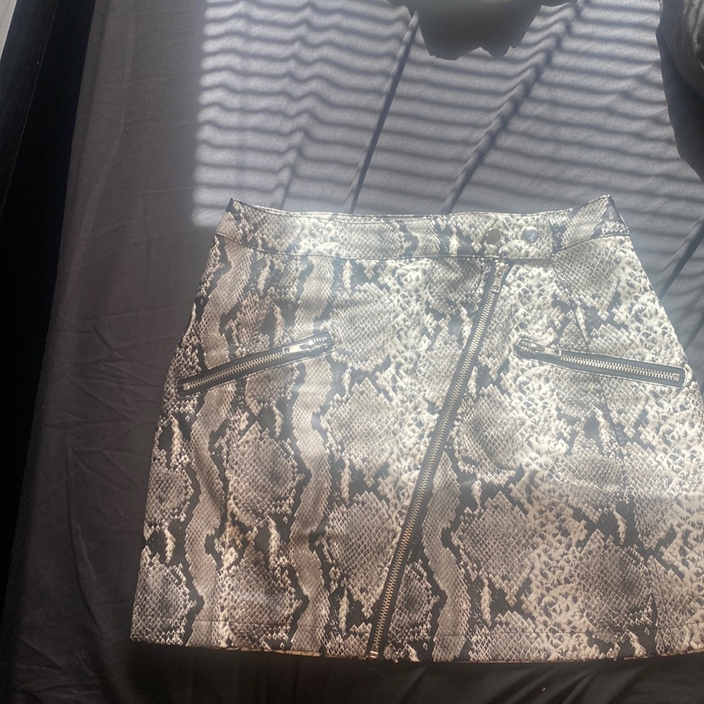 Snake Print Faux Leather Skirt